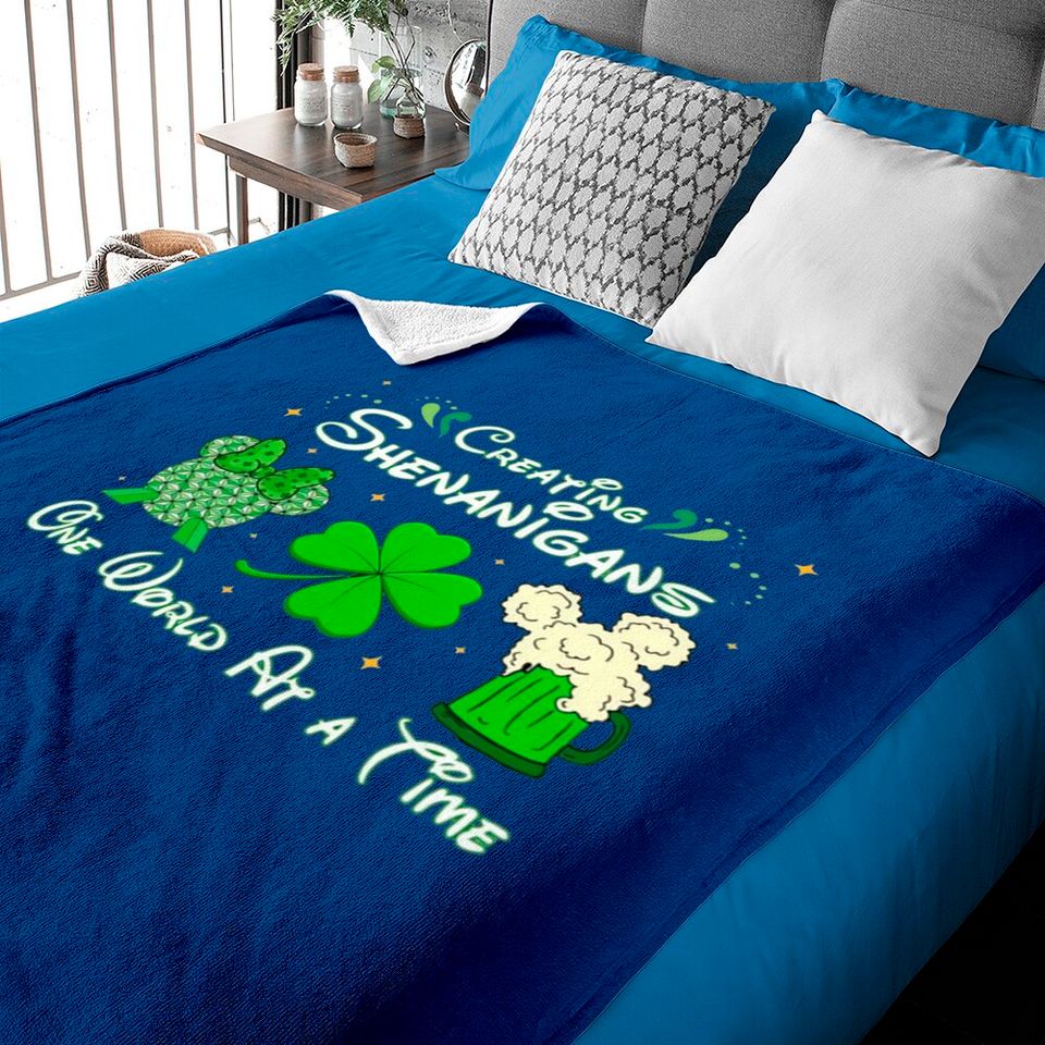 St Patricks Day Disney Epcot Baby Blankets, Creating Shenanigans St Patricks Day Baby Blankets