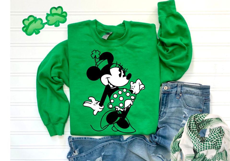Disney St Patricks Day Shirt, Shamrock Minnie, St Patricks Day Minnie Sweatshirt