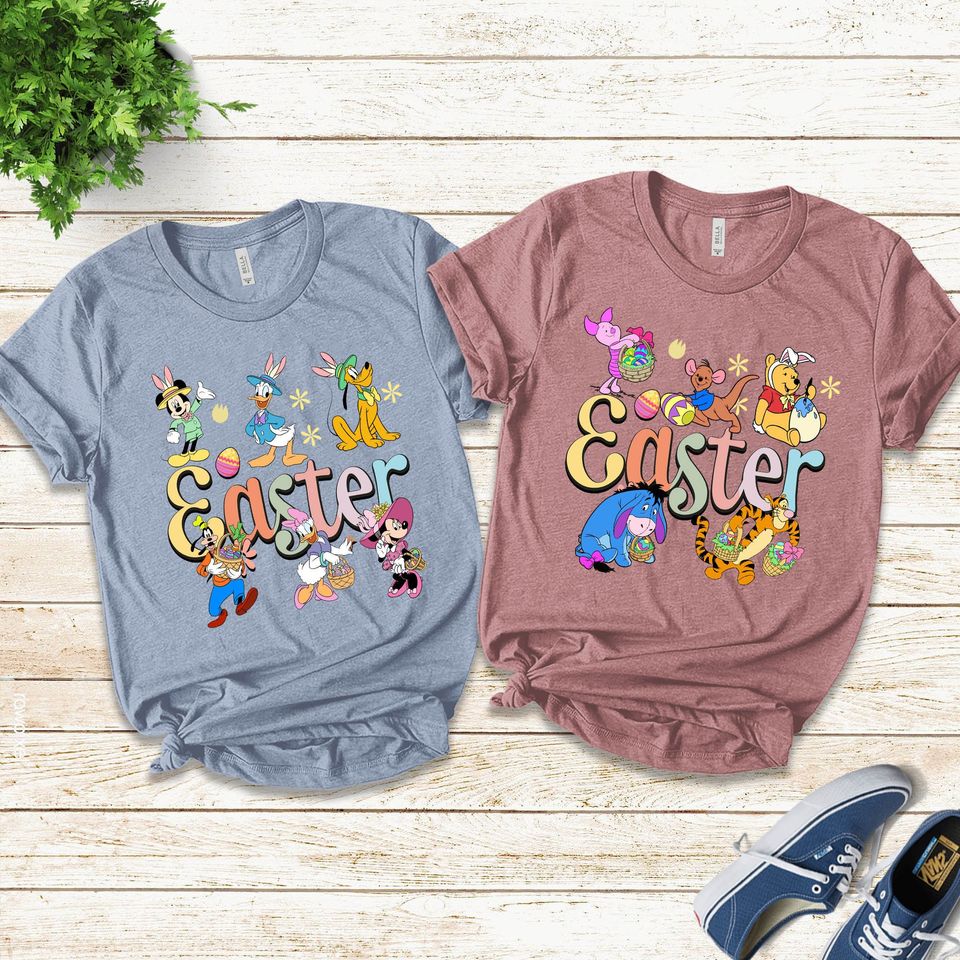 Retro Disney Easter Shirt, Mickey Easter Shirt, Winne the pooh Easter Shirt
