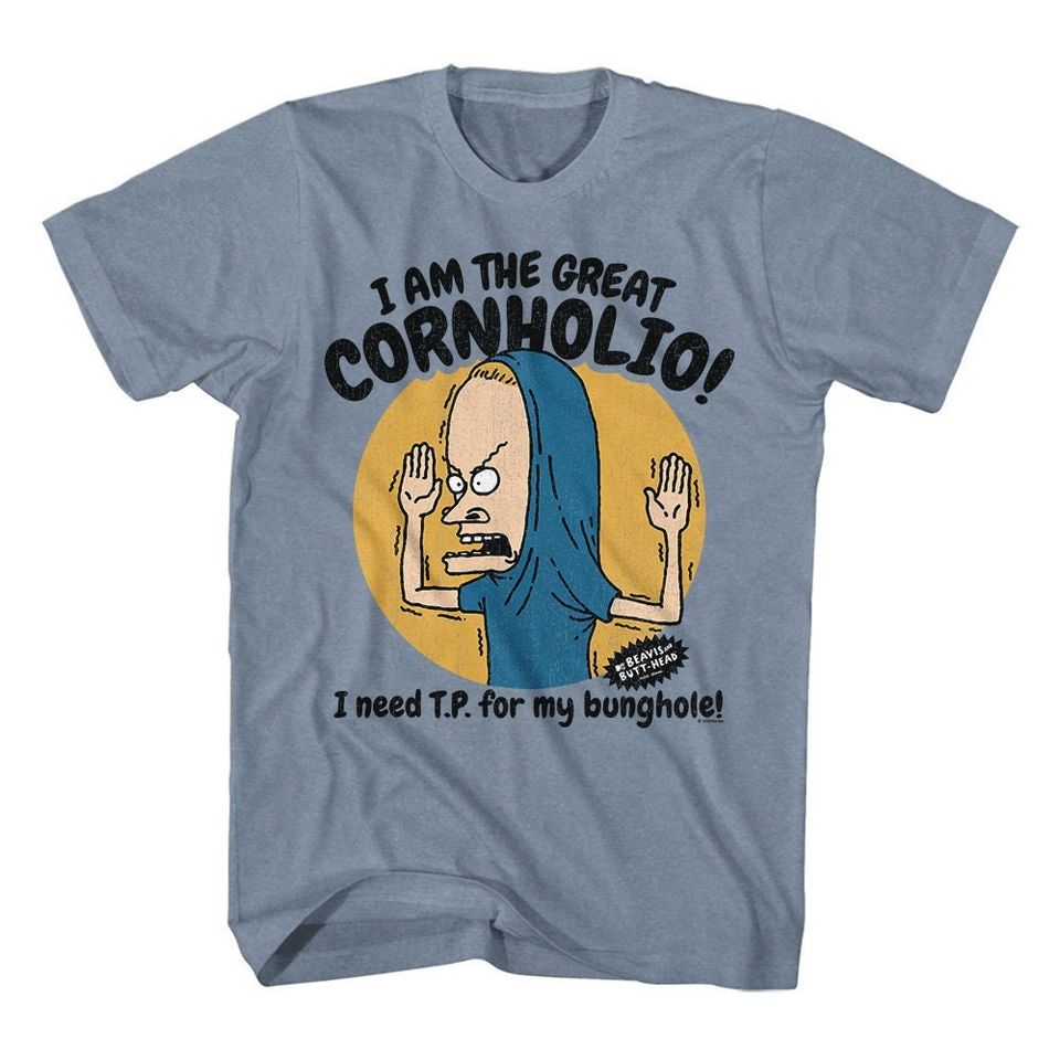 Beavis and Butt-Head Great Cornholio Denim Blue Shirts