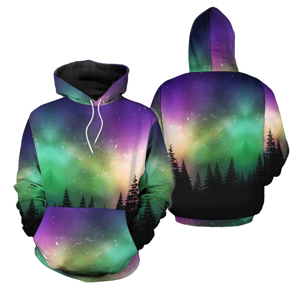 Aurora borealis Multicolored northern lights 3D Hoodie