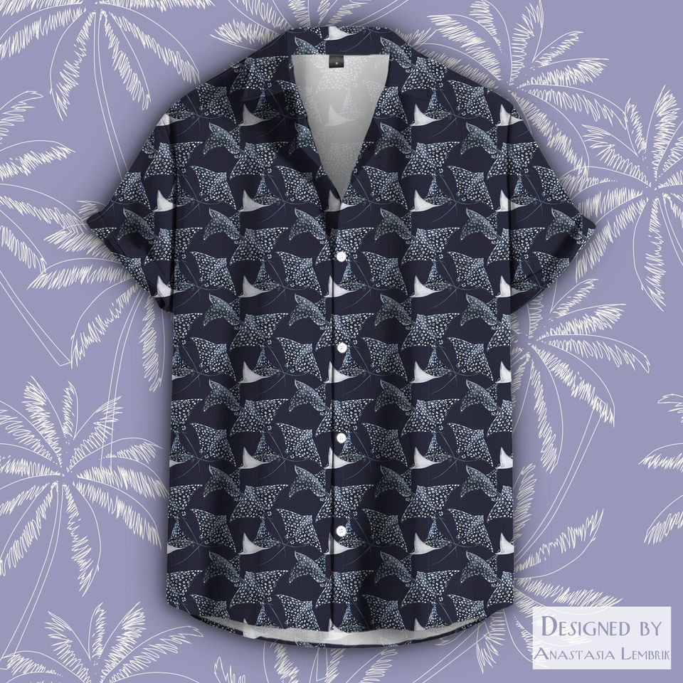 Spotted Stingray Tee, Sting Ray Pattern Hawaiian Shirt