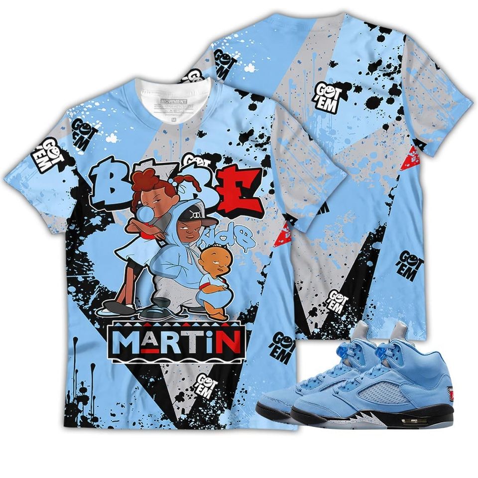 Graffiti Martin Babe's Kids 90s Shirt Match Retro University Blue 5s Tee