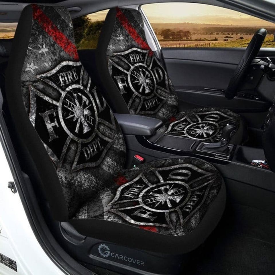 Firefighter Car Seat Covers Thin Red Line Car Accessories Firefighter Gifts