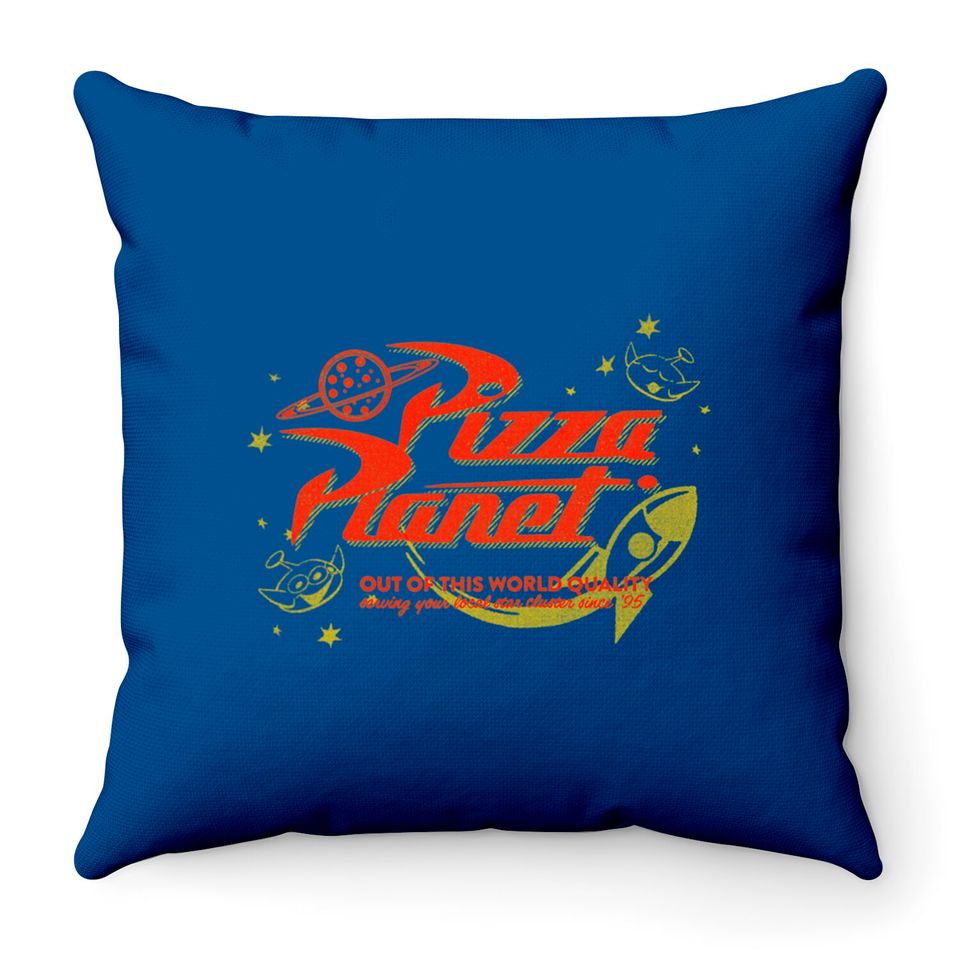 Disney Toy Story Vintage Pizza Planet Logo Throw Pillows