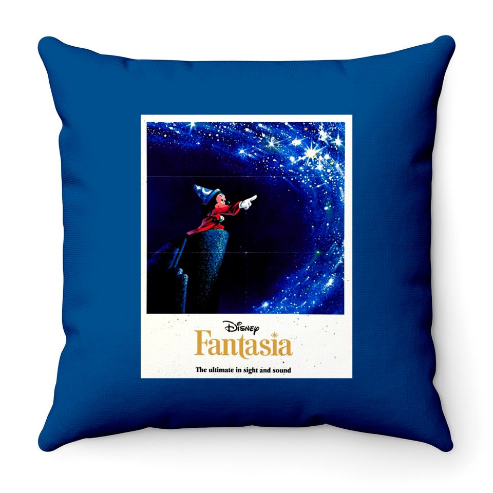 Disney Mickey Mouse Fantasia Retro Poster Throw Pillows