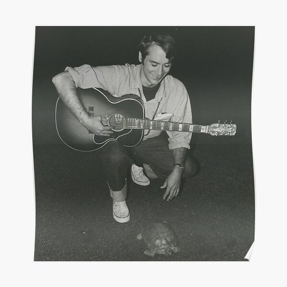John Fahey with a turtle Premium Matte Vertical Poster
