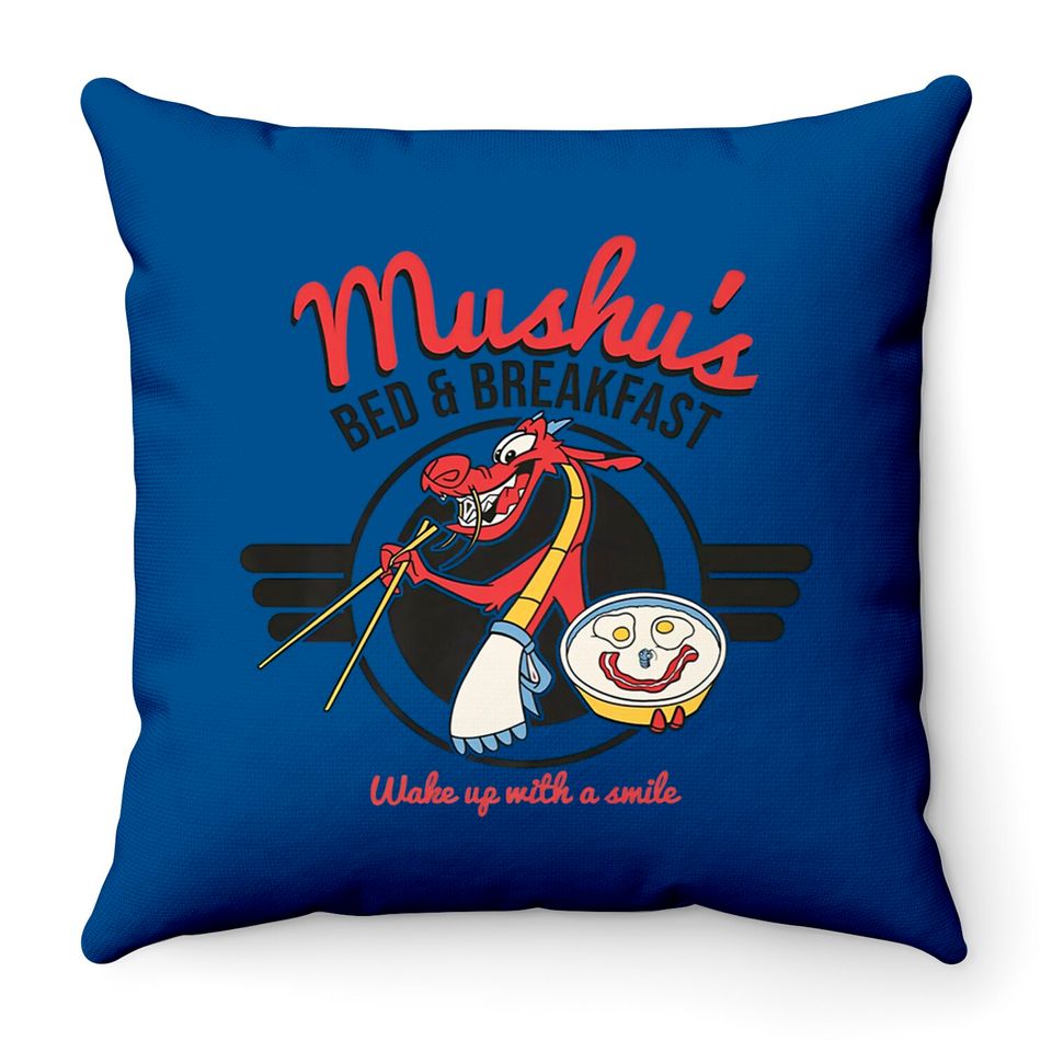 Disney Mulan Mushu's Bed and Breakfast Poster Throw Pillows