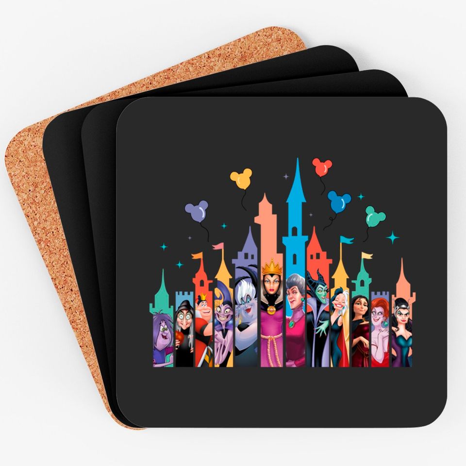 Disney Villain Castle Coasters, Disney Coasters, Maleficent Ursula Evil Queen Coasters