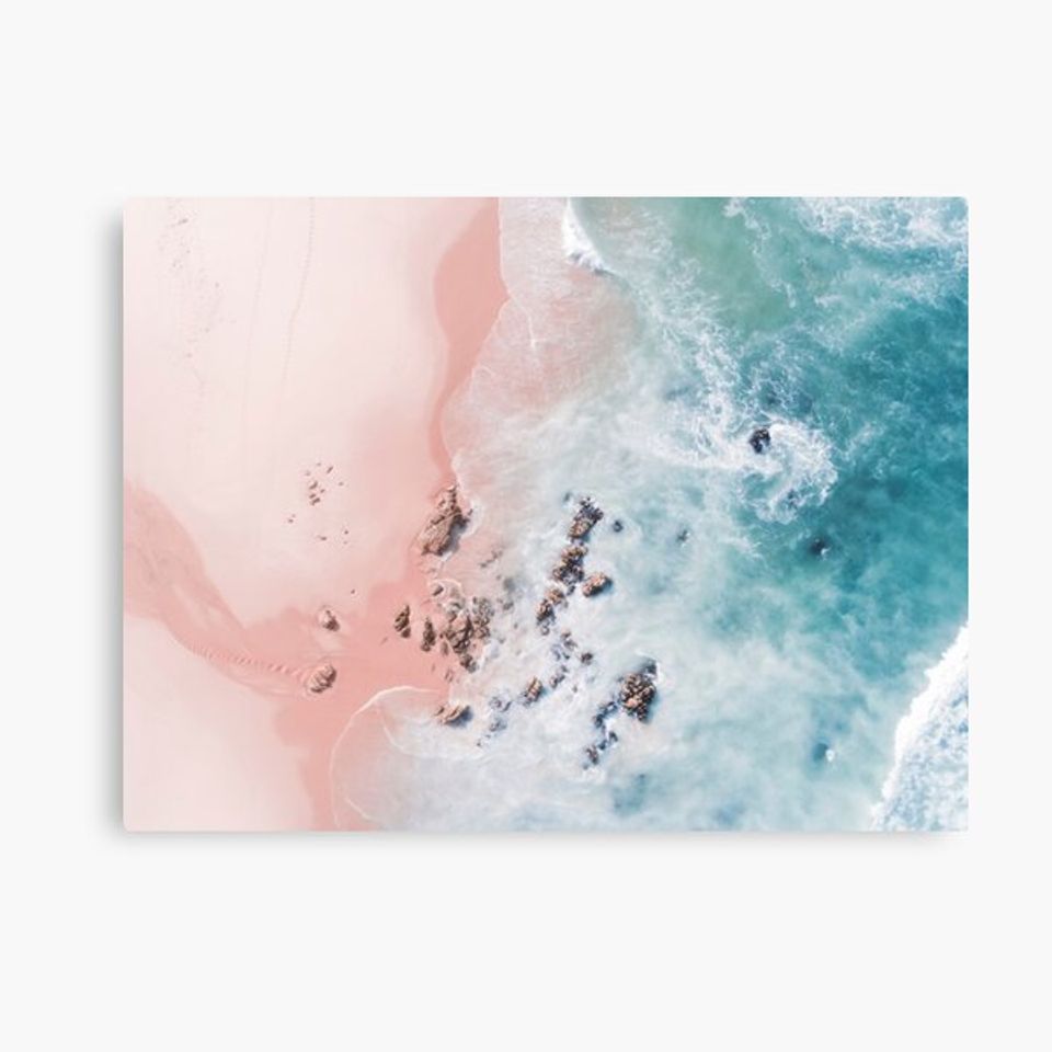 Sea Bliss - Aerial Pink Beach Ocean Sea photography by Ingrid Beddoes Canvas