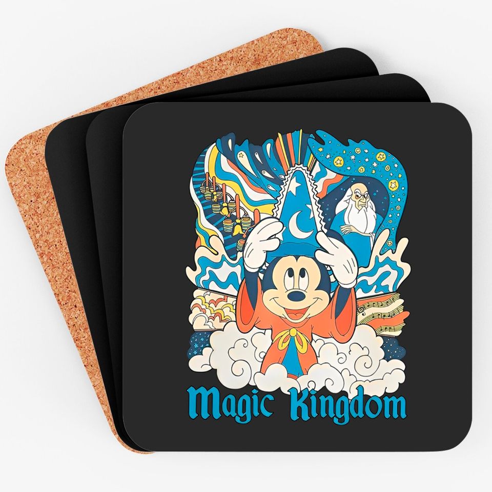 Disney Fantasia Sorcerer Mickey Mouse Coasters, Magic Wizard Coasters