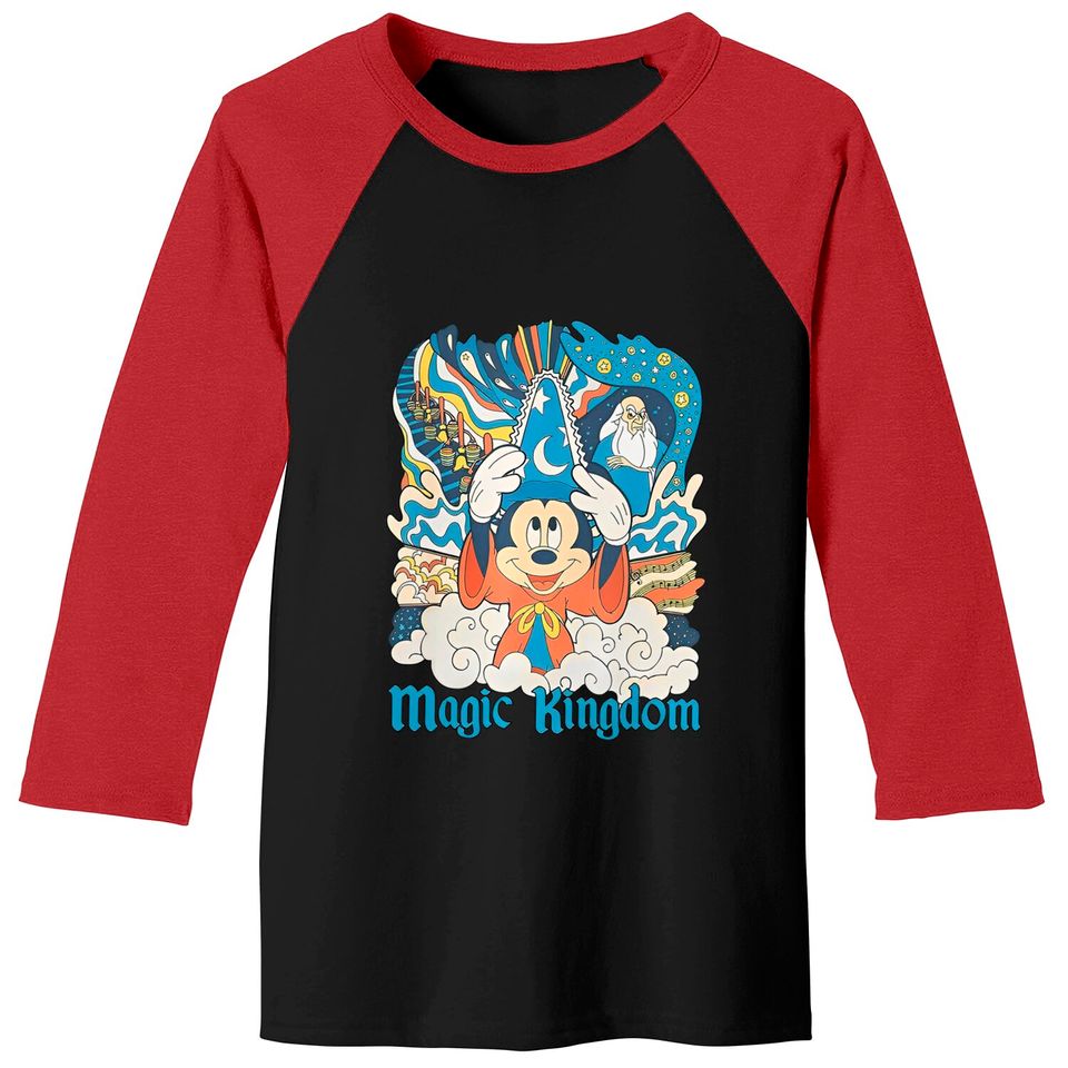 Disney Fantasia Sorcerer Mickey Mouse Baseball Tees, Magic Wizard Baseball Tees