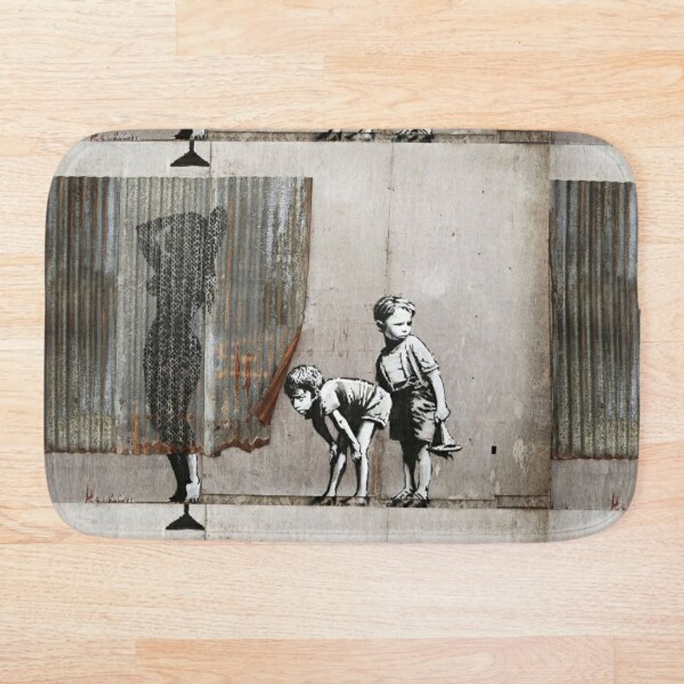 Banksy Shower Peepers Boys Bath Mat