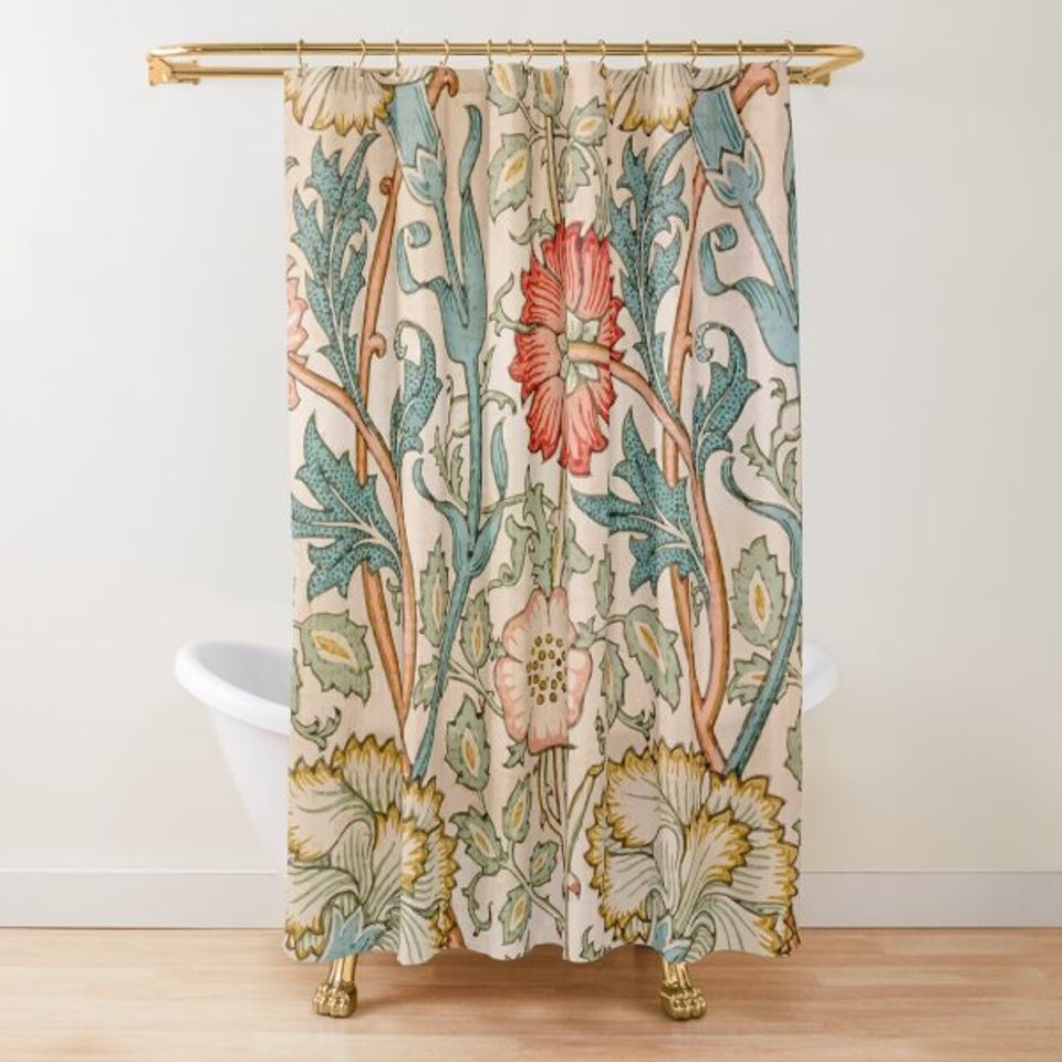 Pink and Rose by William Morris Shower Curtain