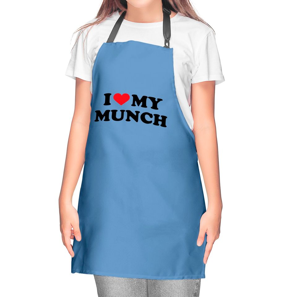 I Love My Munch Kitchen Aprons, Ice Spice Kitchen Aprons, I Heart Munch Kitchen Aprons