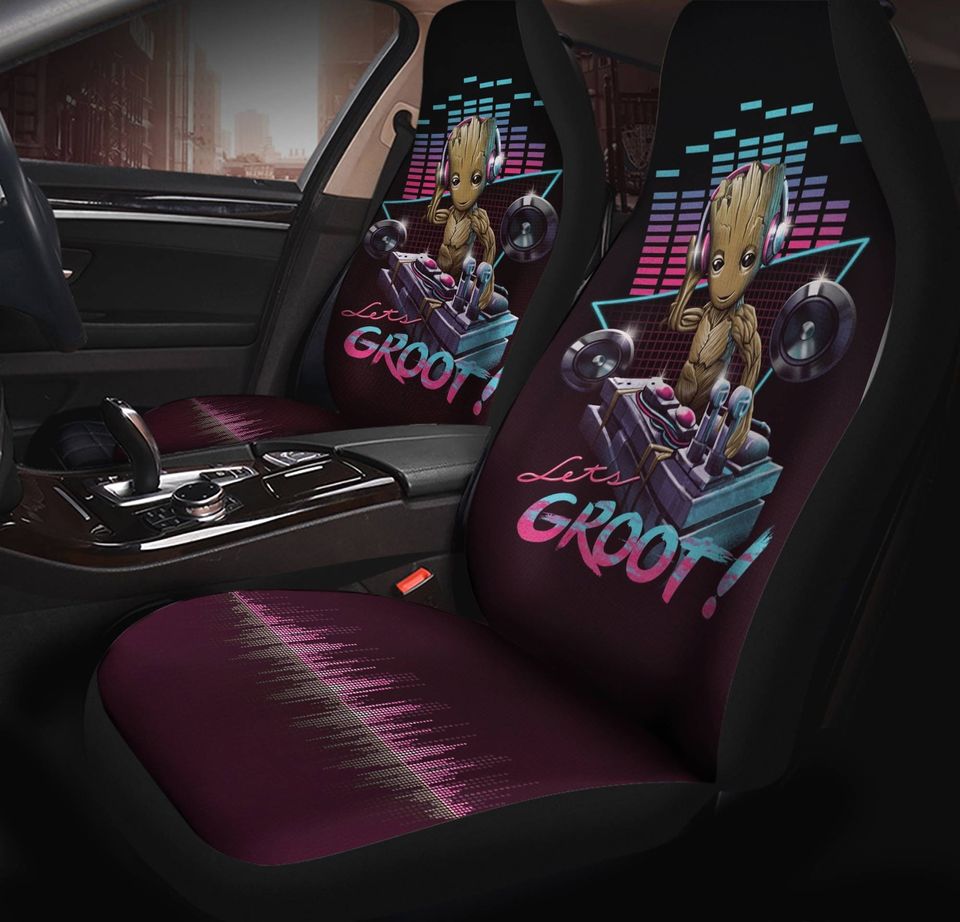 DJ Groot Lets Groot Car Seat Covers Set | Baby Groot Car Accessories