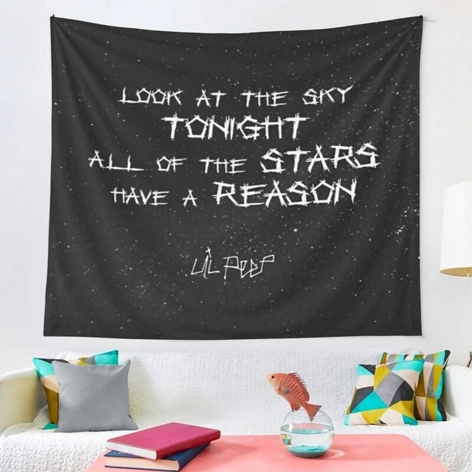 Lil Peep Star Shopping Lyrics Starry Background Tapestry