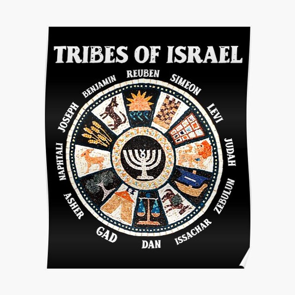 12 Twelve Tribes of Israel Hebrew Israelite Judah Jerusalem Premium Matte Vertical Poster