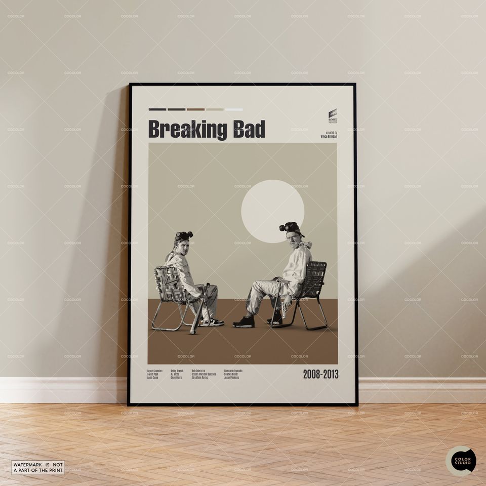 Breaking Bad, Bryan Cranston, Midcentury Modern Vintage Poster