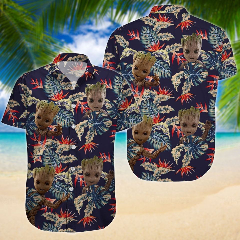 Groot Hawaiian Shirt, Groot Button Shirt, Groot Shirt, Groot Summer Shirt