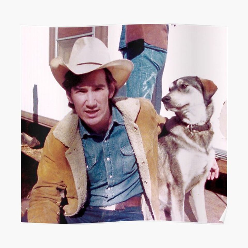 Townes Van Zandt and dog Premium Matte Vertical Poster
