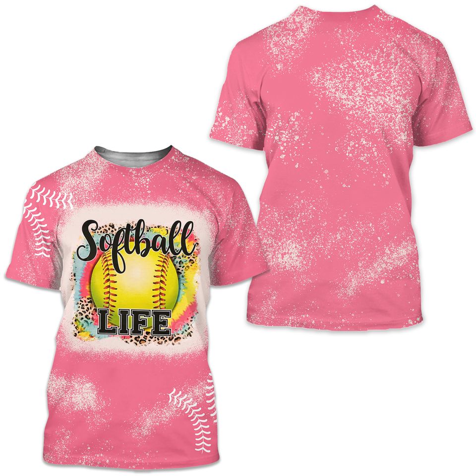 Softball Life Shirt Bleached 3D Tshirt