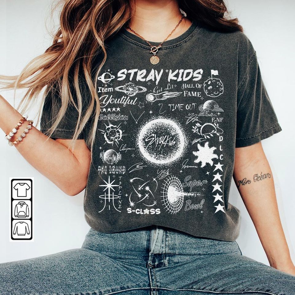 Stray Kids Doodle Art Shirt, Stray Kids 5 Star Tee, Kpop Album Merch