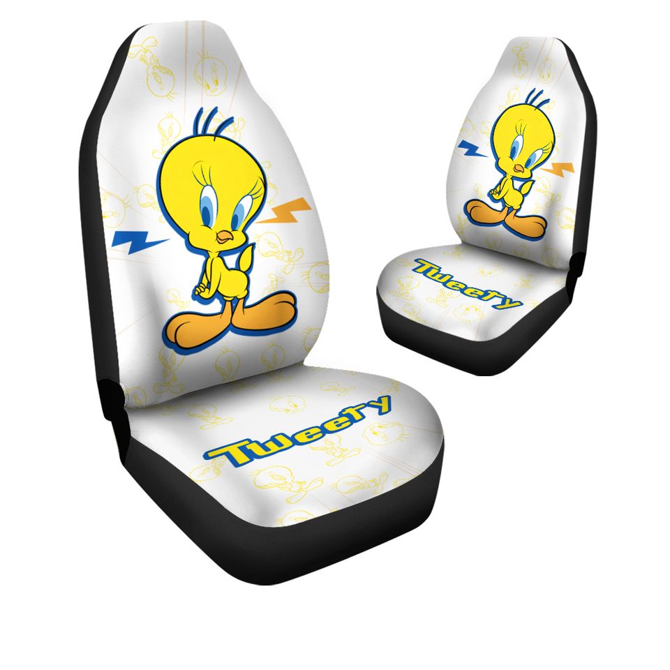 Cute Tweety 3D All Over Printed Car Seat Cover, Cartoon Art Inspired Seat Covers