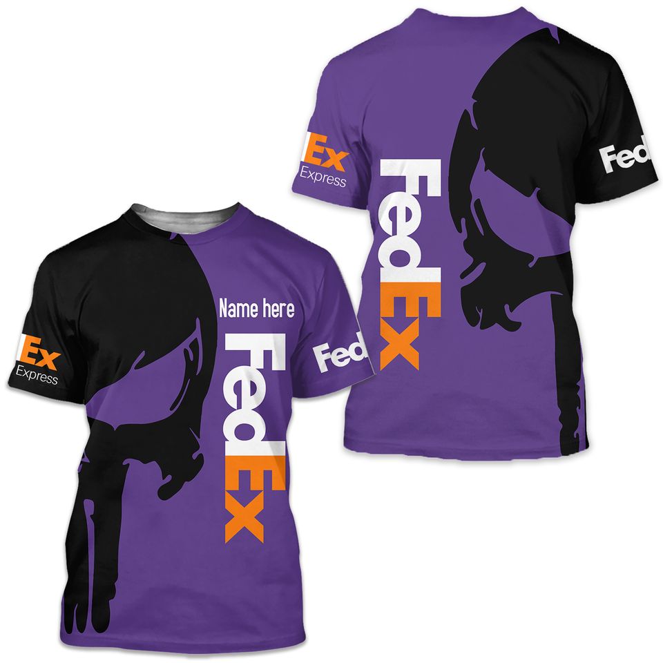 Fedex Skull T-shirt 3d custom name gift for Delivery Driver