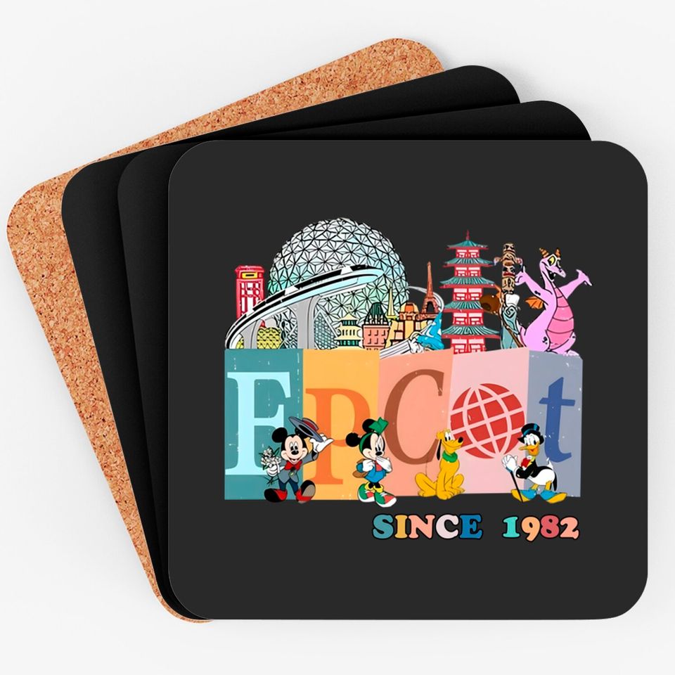 Disney Epcot Since 1982 Comfort Colors Coasters, Disney Trip Family Coasters