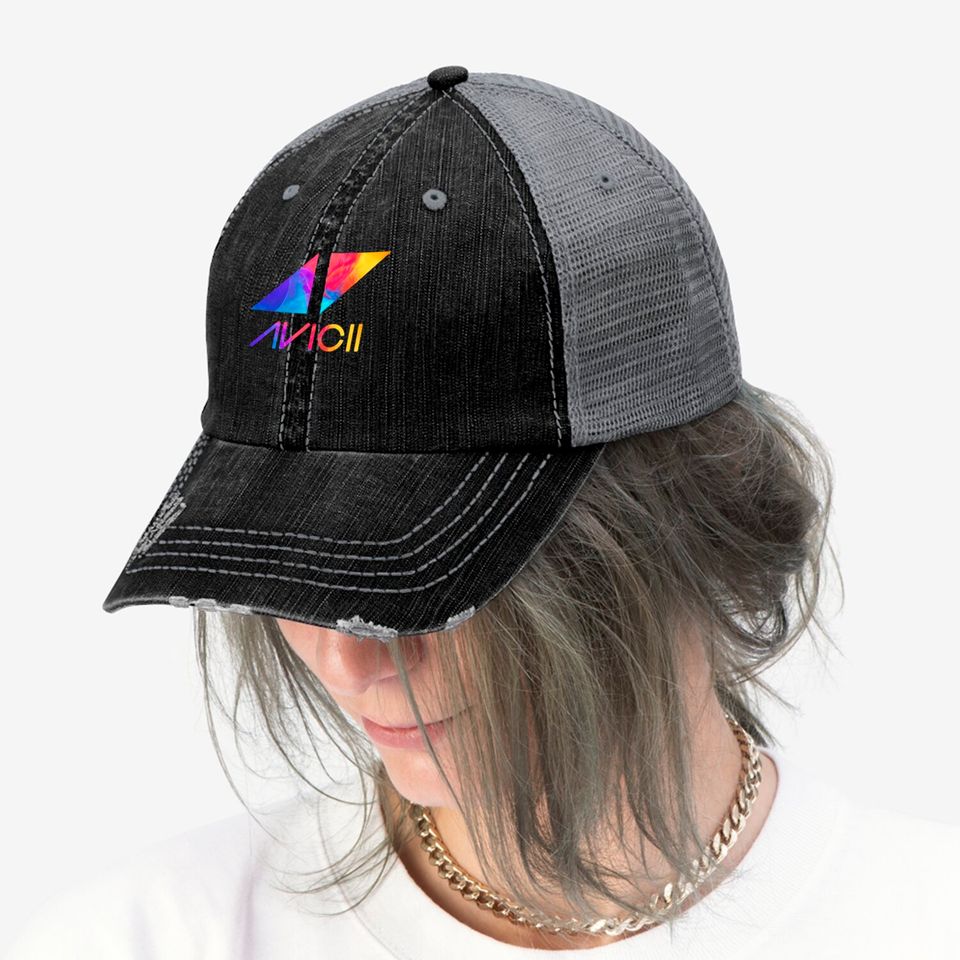 avicii text and logo colorful Trucker Hats