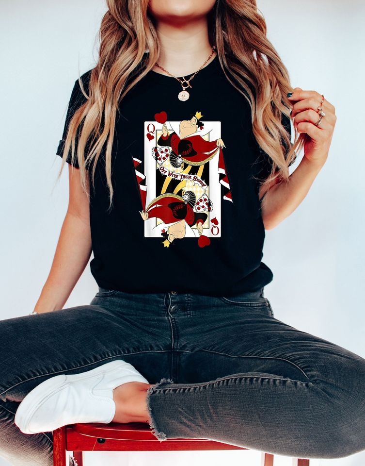 Disney Alice In Wonderland Queen Of Hearts Playing Card Shirt