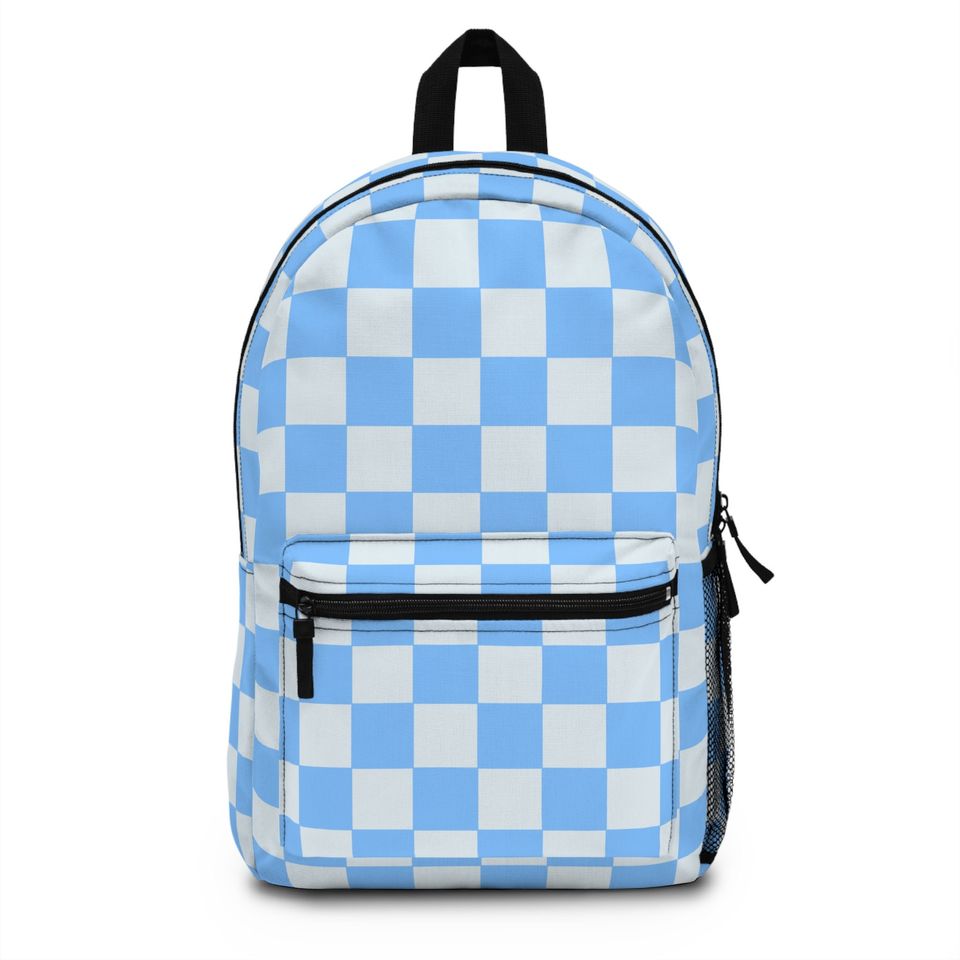 Retro Blue Checkered Backpack Travel or School Backpack