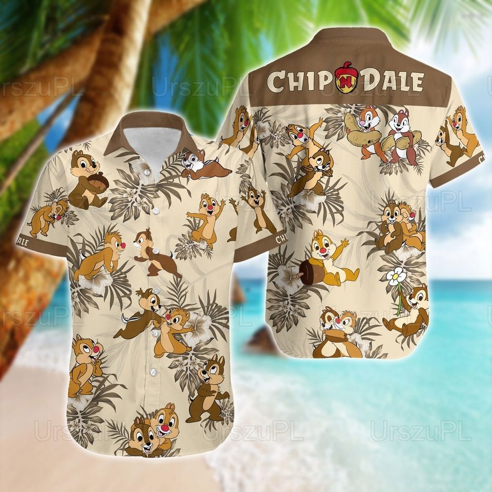 Chip And Dale Hibiscus Hawaiian Shirt, Chip 'n Dale Hawaiian Shirt, Double Trouble Aloha Shirt