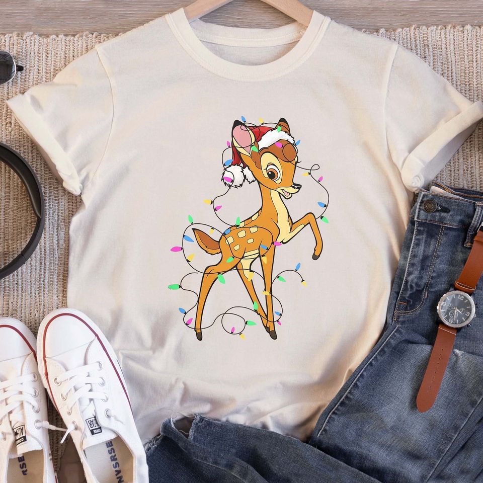 Disney Bambi Christmas Lights Shirt, Santa Bambi Shir
