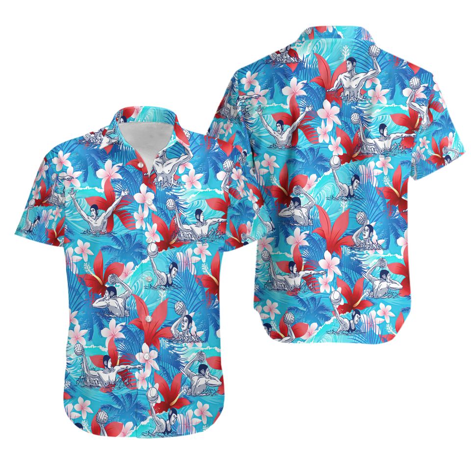 Water Polo Tropical Flower Hawaiian Shirt