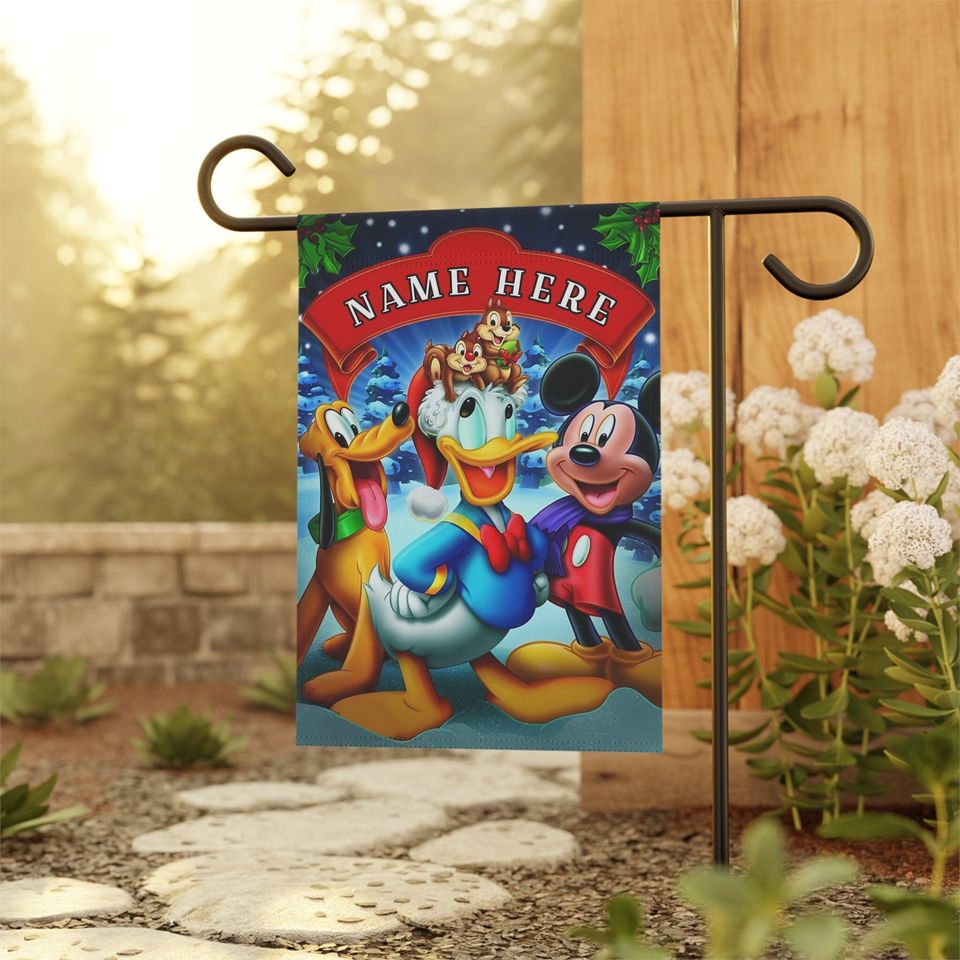 Disney Christmas Garden Flag featuring with Mickey Mouse, Pluto, Donald ...