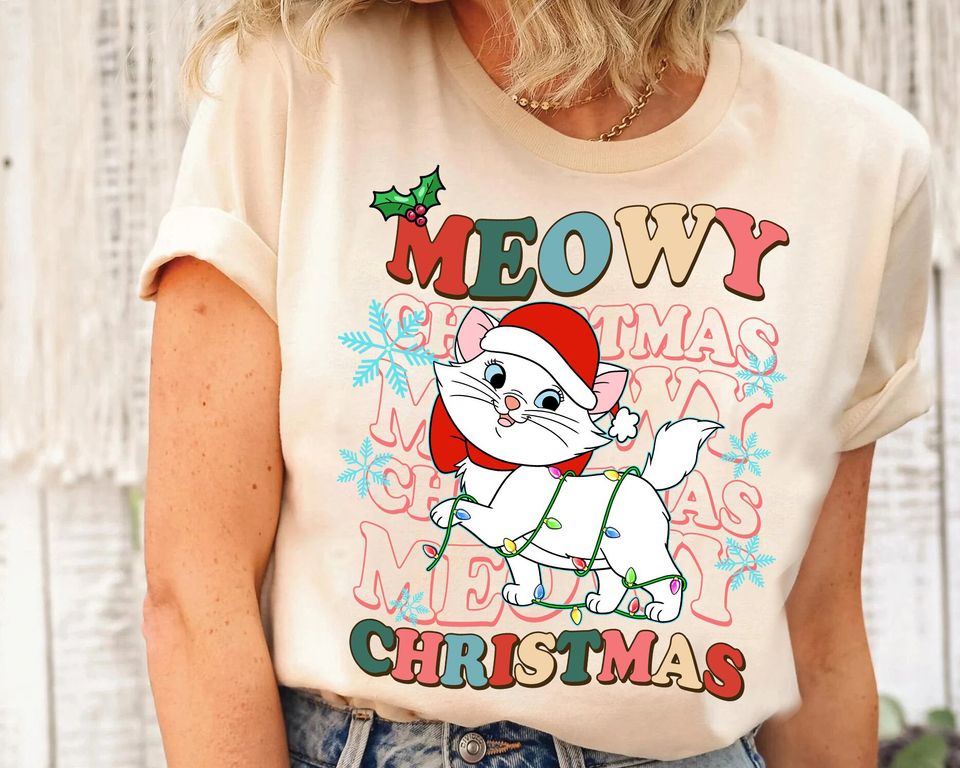 Disney Aristocats Santa Marie Christmas Lights Shirt