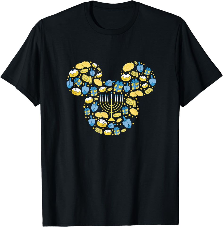 Disney Mickey Mouse Icon Hanukkah Chanukah Dreidel Menorah T-Shirt