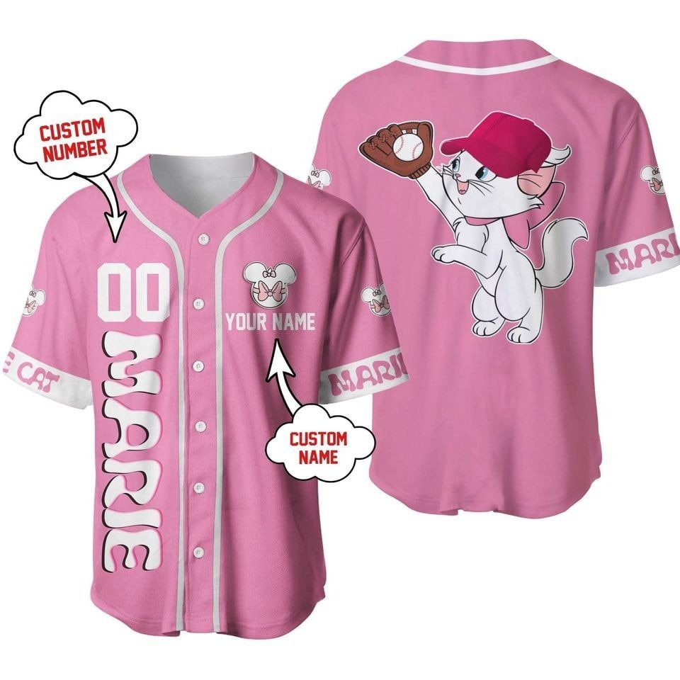 Marie Cat Light Pink White - Custom Disney Jersey