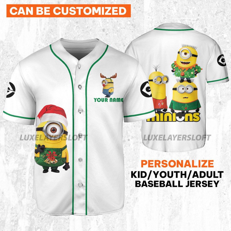 Personalize Minions Christmas Happy, Custom Baseball Jersey Shirt