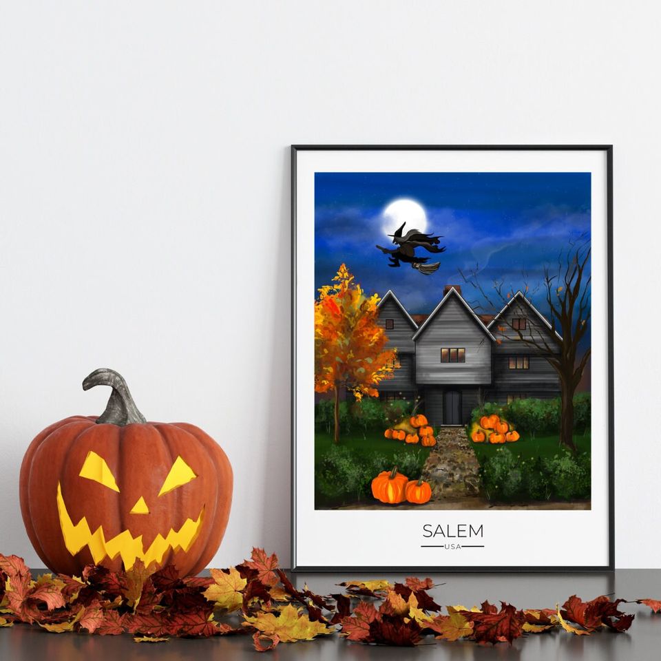 Salem Print Salem Witch Halloween Artwork Halloween Poster
