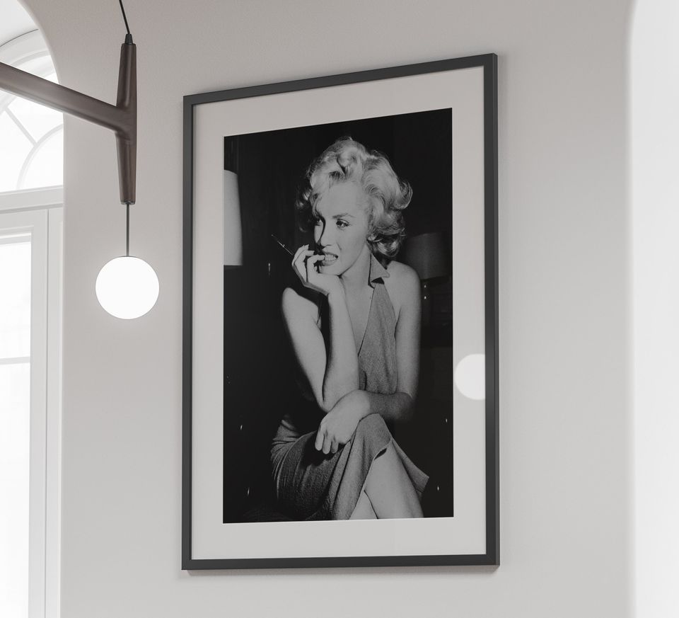 Vintage Marilyn Monroe Poster, Black and White Wall Art