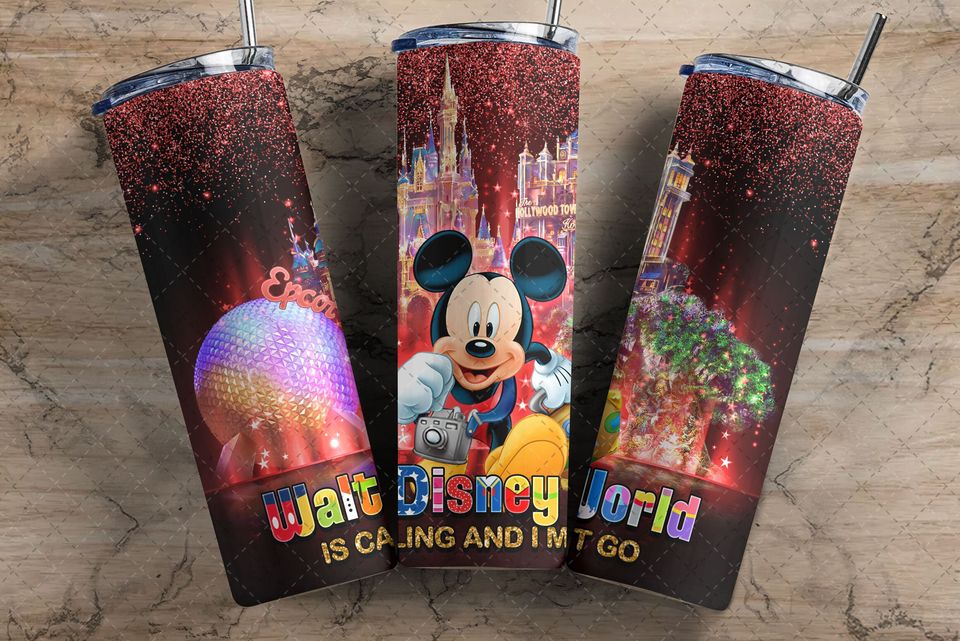 Disney Mickey Glitter Tumbler with Lid and Straw