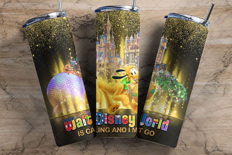 Disney Pluto Glitter Tumbler with Lid and Straw
