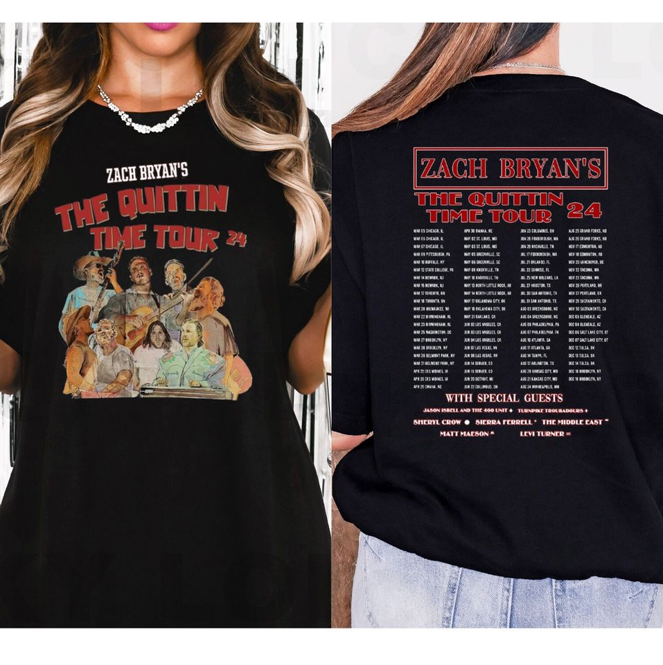 The Quittin Time Tour 2024 Zach Bryan T-Shirt, Vintage Zach Bryan Shirt