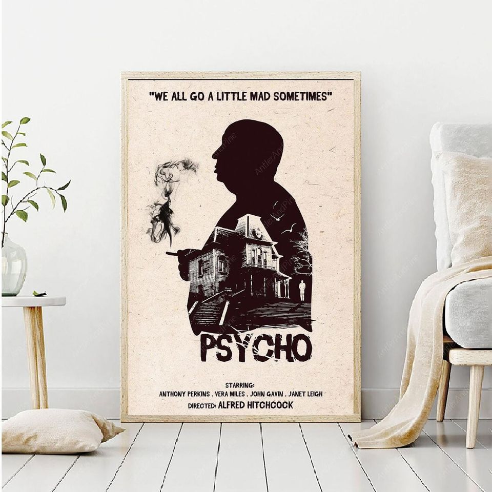 Hitchcock Psycho Movie Art Poster, Halloween Gifts