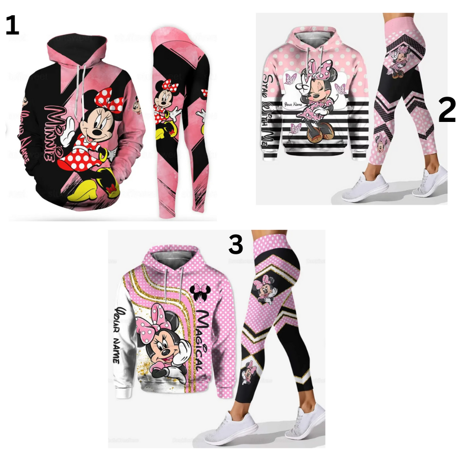 Custom Name Cute Minnie Hoodie Legging Sets