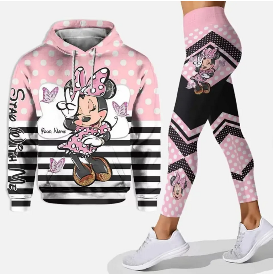 Custom Name Cute Minnie Hoodie Legging Sets