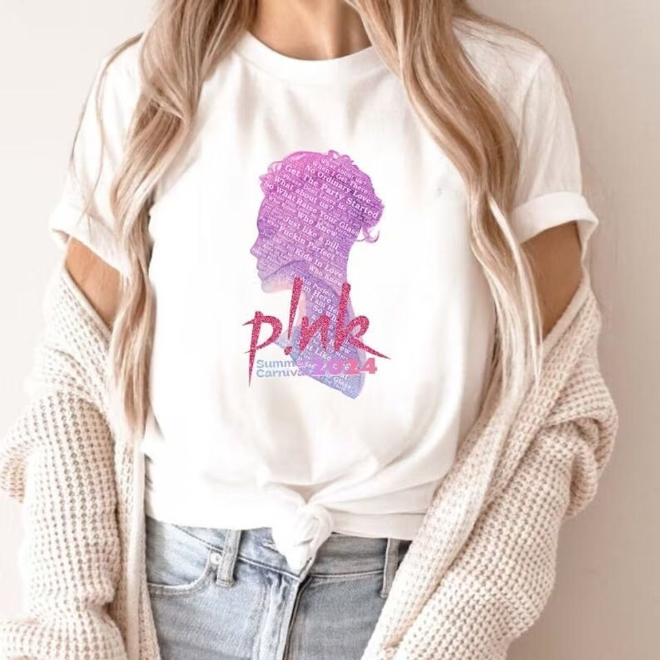 Unique Pink concert t shirt, Personalised Summer Carnival 2024 Tour Tshirt